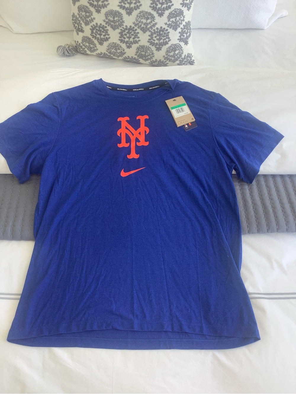 Nike Men’s Dri-Fit Blue New York Mets Logo Tee with Orange Accents